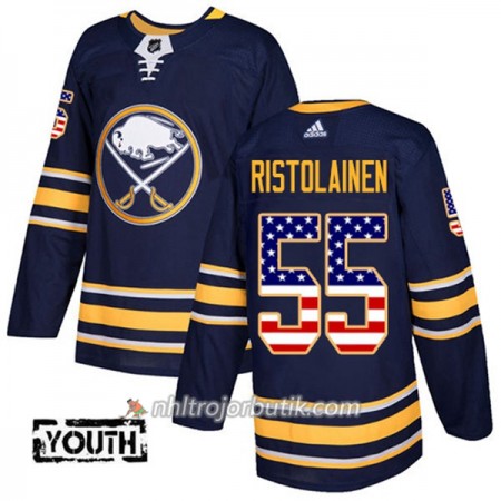 Barn Ishockey Buffalo Sabres Tröja Rasmus Ristolainen 55 Adidas 2017-2018 Marinblå USA Flag Fashion Authentic